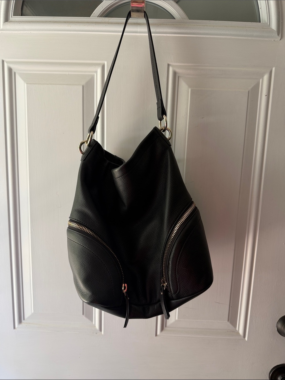 Vince Camuto Black Pebbled Leather Shoulder Hobo